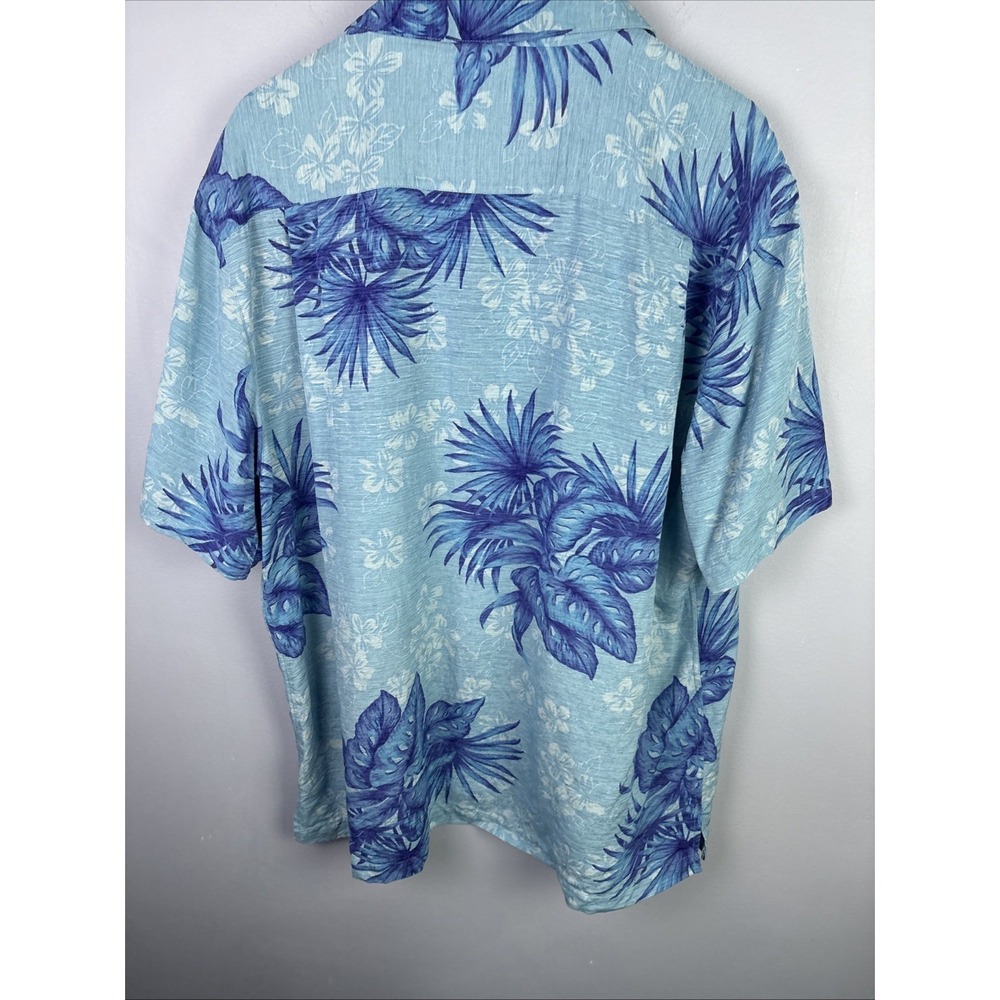 Havana Jack's Cafe 100% Silk Blue Hawaiian Floral Shirt Size Xl Colorful Beach - Picture 5 of 7